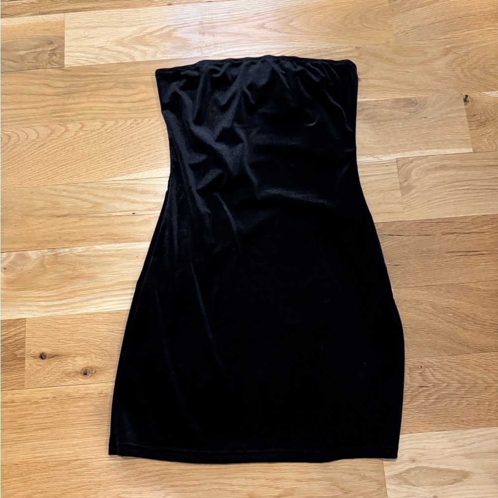 Black velvet mini dress